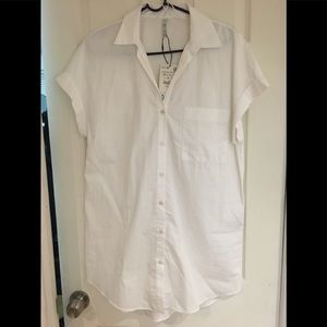 Zara-long shirt with pocket- white-Medium